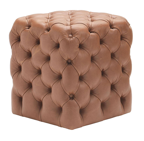 Clod Leather Brown Pouf