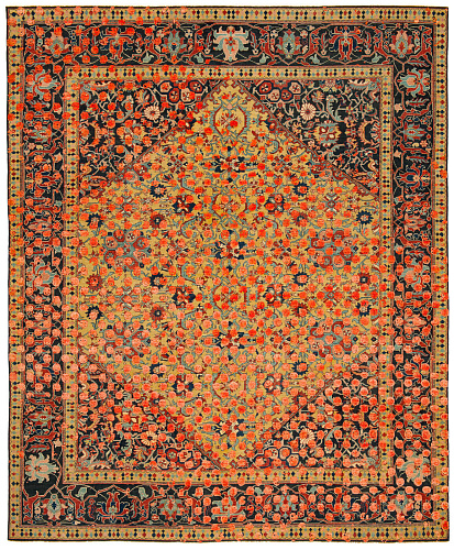 Serapi Queensbury Smiley Raved Yellow Neonorange Silk Rug