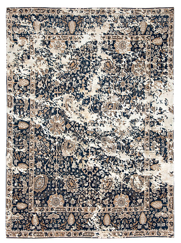 Tabriz Riverside Sky Black Beige Silk Rug
