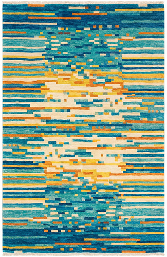 Pixel Wave Teal Rug