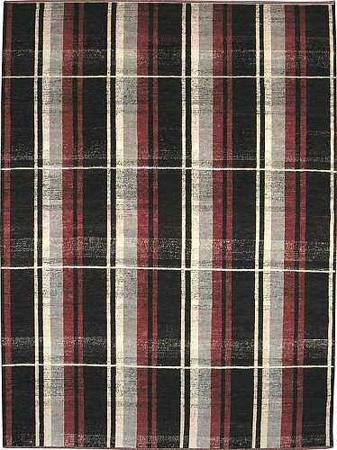 Hand-Knotted Turkish Checkered Rug