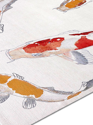 Fish Original on White Luxury Hand-Knotted Rug