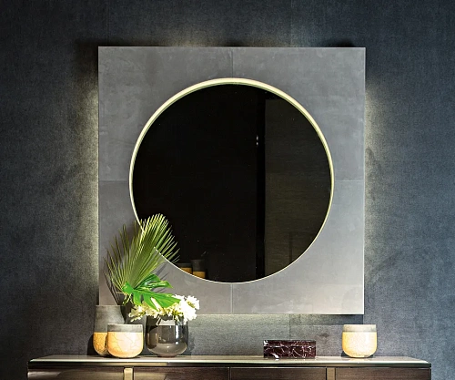 Leather Mirror With Lights