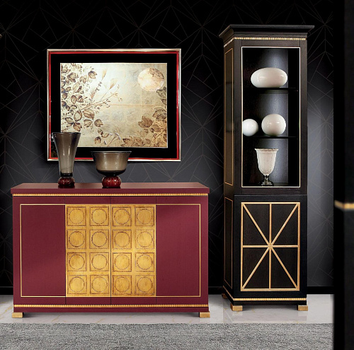 Tall Black Lacquer Display Cabinet