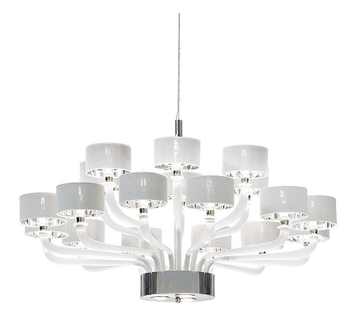 Murano White Glass Arm Chandelier in Nickel Finish