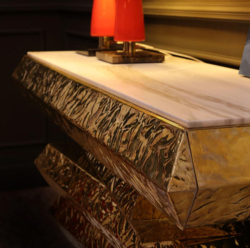Brass and Marble Console Table