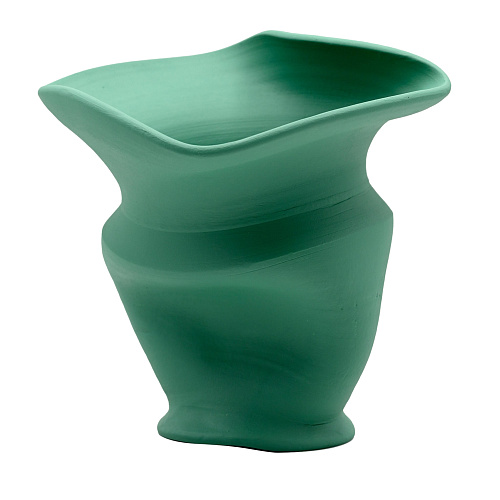 Green Artisan Sculpted Vase