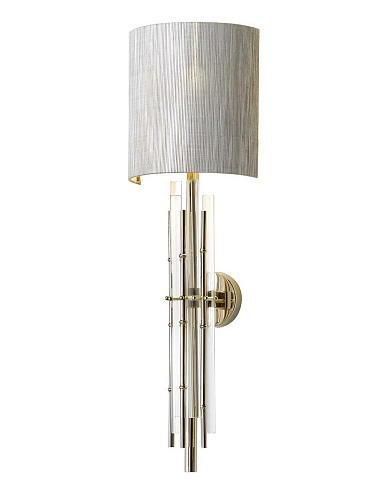Bamboo Glass Wall Lamp with Fabric Shade