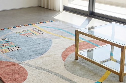 Playful Orbits Blue Rug