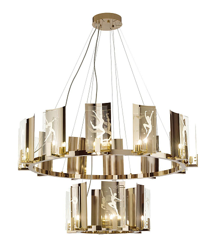 Large Soft Gold Round Chandelier
