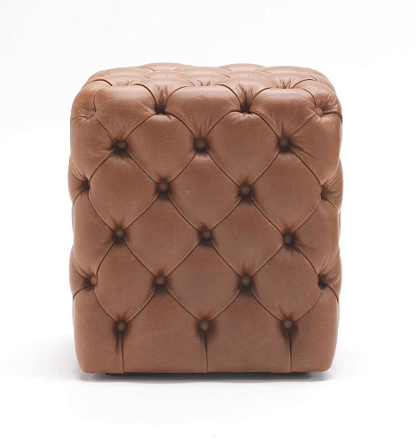 Clod Leather Brown Pouf