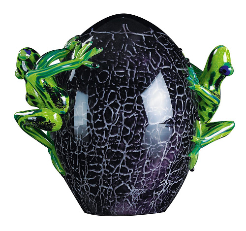 Crackled Glass Egg with Frog Detail