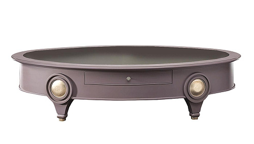 Low Oval Coffee Table with Smoked Mirror Top