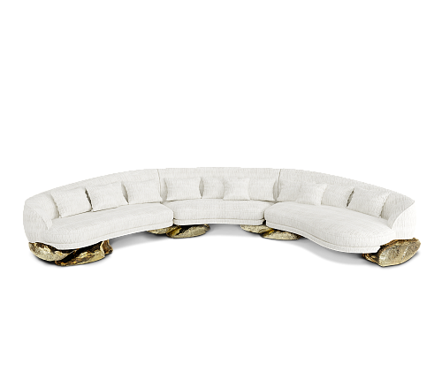 Angora White Curved Sofa