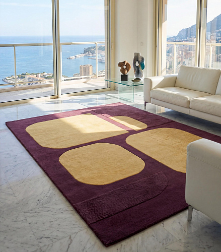 Rounded Blocks Plum Rug