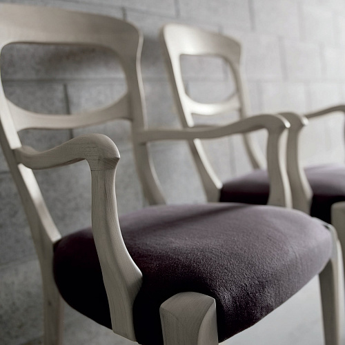 Capotavola Grey Walnut Chair with Armrests Luxury