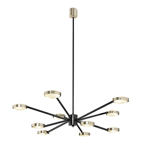 Grand Art Deco Chandelier in Black and Polished Brass