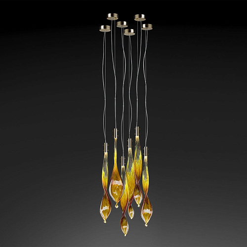 Venetian Glass Leaves 6-Light Pendant