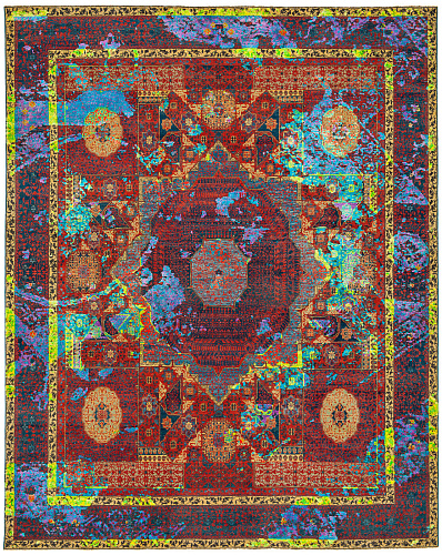 Mamluk Columbus Tagged Red Neonmulti Silk Rug