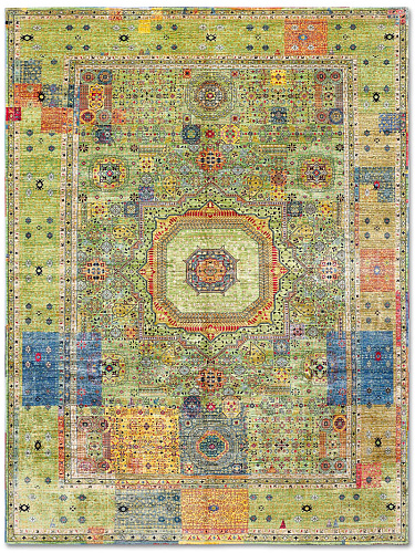 Cosmic Green Hand-Knotted Rug