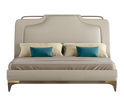 Beige Leather Luxury Bed