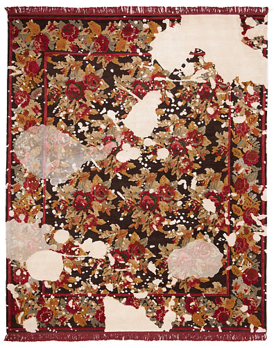 Karabagh Splashed Black White Rug