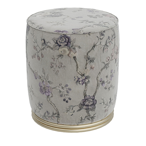 Round Embroidered Pouf