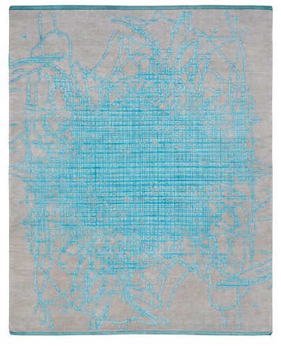 Grid Muted 2 Aqua Rug