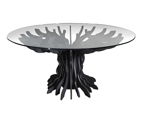 Black Wood Glass Dining Table