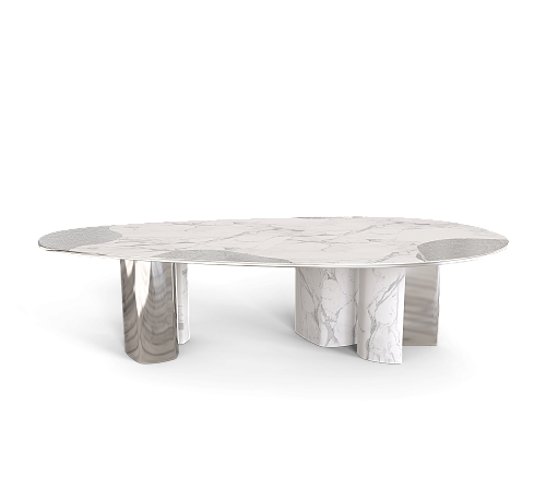 Athena Carrara Marble & Silver Table