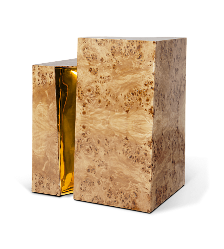 Fissure Poplar Wood Side Table