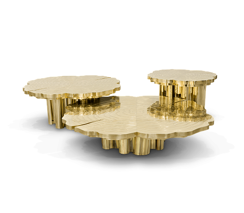 Fortuna Gold-Tone 3-Piece Coffee Table Set