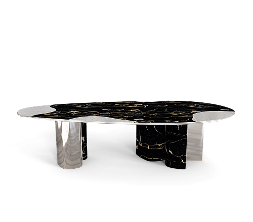 Athena Portoro Marble & Silver Table