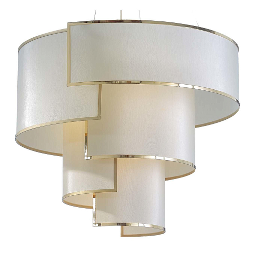 Antique Gold Chandelier with Ivory Fabric Shades
