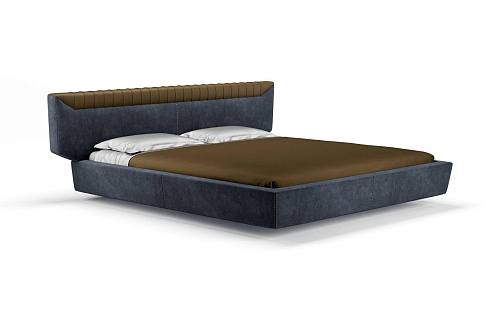 Libra Bed in Dark Blue Upholstery
