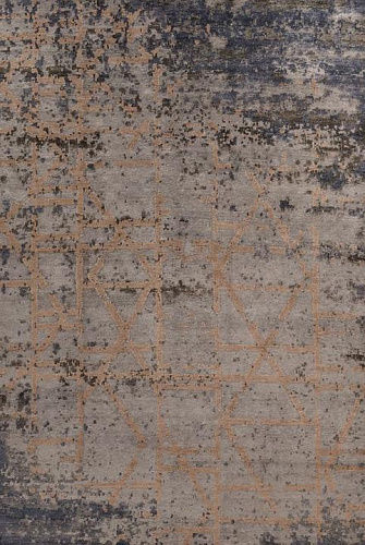 Hand-Knotted Bamboo Silk Abstract Indian Rug
