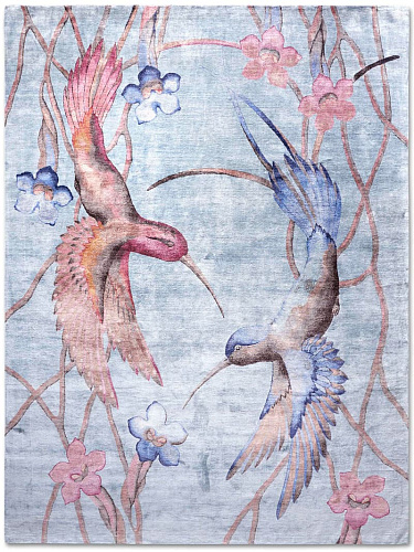 Hummingbirds Hand-Knotted Rug